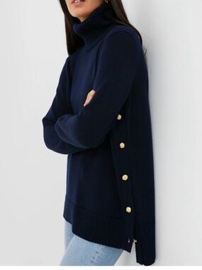 Tuckernuck Sophia Wool Turtleneck Side Button Sweater Sz XXL